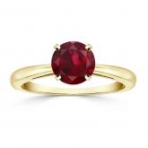 Certified 14k Yellow Gold 4-Prong Round Ruby Gemstone Ring 0.50 ct. tw. (AAA)