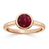 Certified 14k Rose Gold Bezel Round Ruby Gemstone Ring 0.75 ct. tw. (AAA)