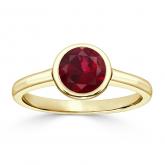 Certified 14k Yellow Gold Bezel Round Ruby Gemstone Ring 0.25 ct. tw. (AAA)