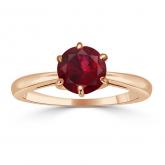 Certified 14k Rose Gold 6-Prong Round Ruby Gemstone Ring 1.00 ct. tw. (AAA)