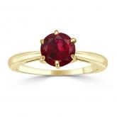 Certified 14k Yellow Gold 6-Prong Round Ruby Gemstone Ring 0.50 ct. tw. (AAA)