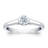 Natural Diamond Solitaire Ring Hearts & Arrows 0.33 ct. tw. (H-I, I1-I2) 18k White Gold Bezel