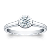Certified 14k White Gold Bezel Hearts & Arrows Diamond Solitaire Ring 0.50 ct. tw. (H-I, I1-I2)