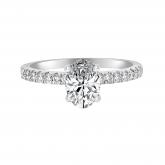 IGI Certified Lab Grown Diamond Hidden Halo Engagement Ring Oval 1.00 ct. (E-F, VS) in 14k White Gold
