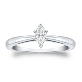 Certified 18k White Gold V-End Prong Marquise Diamond Solitaire Ring 0.33 ct. tw. (I-J, I1-I2)