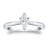 Certified 18k White Gold V-End Prong Marquise Diamond Solitaire Ring 0.75 ct. tw. (G-H, VS1-VS2)