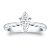 Certified 18k White Gold V-End Prong Marquise Diamond Solitaire Ring 1.00 ct. tw. (I-J, I1-I2)