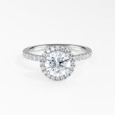 Natural Diamond Halo Engagement Ring Round 1.50 ct. tw. (D, VS1) in 14K White Gold 4-Prong