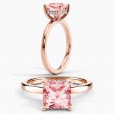Lab Grown Diamond Hidden Halo Engagement Ring Princess 0.50 ct. (Pink, VS-SI) in 14k Rose Gold