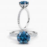 Lab Grown Diamond Hidden Halo Engagement Ring Round 1.50 ct. (Blue, VS-SI) in 14k White Gold