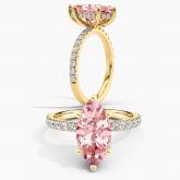 Lab Grown Diamond Hidden Halo Engagement Ring Marquise 0.50 ct. (Pink, VS-SI) in 14k Yellow Gold
