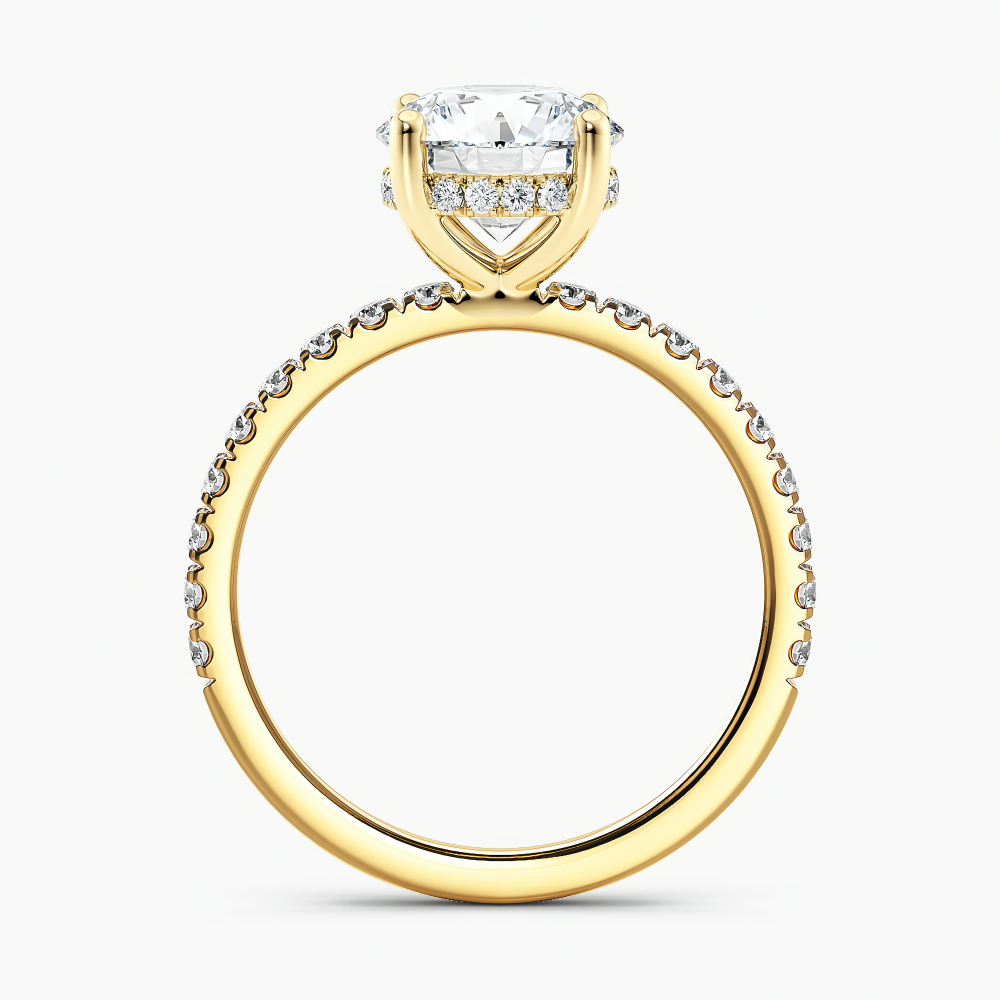 Lab Grown Diamond Hidden Halo Diamond Engagement Ring Round 2.00 ct. (I-J, VS1-VS2) in 14k Yellow Gold