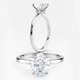 Certified Lab Grown Diamond Ribbon Halo Engagement Ring Oval 1.00 ct. (I-J, VS1-VS2) in 14k White Gold