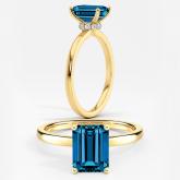 Lab Grown Diamond Ribbon Halo Engagement Ring Emerald 0.50 ct. (Blue, VS-SI) in 14k Yellow Gold