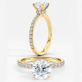 Lab Grown Diamond Ribbon Halo Diamond Engagement Ring Round 2.00 ct. (I-J, VS1-VS2) in 14k Yellow Gold