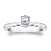 Certified 14k White Gold 4-Prong Oval Diamond Solitaire Ring 0.33 ct. tw. (I-J, I1-I2)