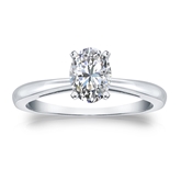 Certified 14k White Gold 4-Prong Oval Diamond Solitaire Ring 0.75 ct. tw. (H-I, SI1-SI2)