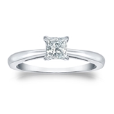 Certified 14k White Gold 4-Prong Princess Diamond Solitaire Ring 0.50 ct. tw. (H-I, SI1-SI2)