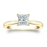 Certified 14k Yellow Gold 4-Prong Princess Diamond Solitaire Ring 0.75 ct. tw. (I-J, I1-I2)