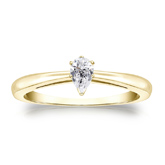 Natural Diamond Solitaire Ring Pear 0.25 ct. tw. (G-H, SI1) 18k Yellow Gold V-End Prong