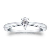 Natural Diamond Solitaire Ring Pear 0.33 ct. tw. (I-J, I1-I2) 18k White Gold V-End Prong