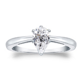 Natural Diamond Solitaire Ring Pear 0.75 ct. tw. (I-J, I1-I2) 18k White Gold V-End Prong