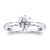 Certified 14k White Gold V-End Prong Pear Diamond Solitaire Ring 1.00 ct. tw. (G-H, VS1-VS2)
