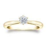 Certified 14k Yellow Gold 6-Prong Round Diamond Solitaire Ring 0.25 ct. tw. (G-H, VS2)