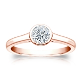 Certified 14k Rose Gold Bezel Round Diamond Solitaire Ring 0.50 ct. tw. (G-H, SI2)