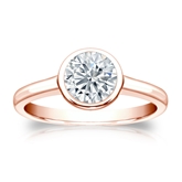 Certified 14k Rose Gold Bezel Round Diamond Solitaire Ring 1.00 ct. tw. (G-H, VS2)