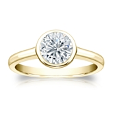 Certified 18k Yellow Gold Bezel Round Diamond Solitaire Ring 1.00 ct. tw. (I-J, I1-I2)