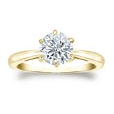 Certified 14k Yellow Gold 6-Prong Round Diamond Solitaire Ring 1.00 ct. tw. (G-H, VS2)