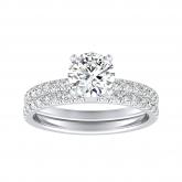 Lab Grown Diamond Wedding Ring Set Round IGI Certified 1.50 ct. tw. (H-I, SI1-SI2) in 14k White Gold 4-Prong