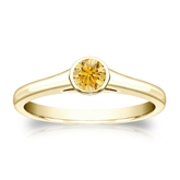 Certified 18k Yellow Gold Bezel Round Yellow Diamond Ring 0.25 ct. tw. (Yellow, SI1-SI2)