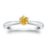 Certified 14k White Gold 6-Prong Yellow Diamond Solitaire Ring 0.25 ct. tw. (Yellow, SI1-SI2)