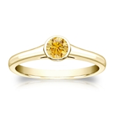 Certified 14k Yellow Gold Bezel Round Yellow Diamond Ring 0.33 ct. tw. (Yellow, SI1-SI2)