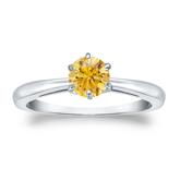Certified 18k White Gold 6-Prong Yellow Diamond Solitaire Ring 0.50 ct. tw. (Yellow, SI1-SI2)