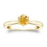 Certified 14k Yellow Gold 6-Prong Yellow Diamond Solitaire Ring 0.50 ct. tw. (Yellow, SI1-SI2)