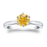 Certified 14k White Gold 6-Prong Yellow Diamond Solitaire Ring 0.75 ct. tw. (Yellow, SI1-SI2)