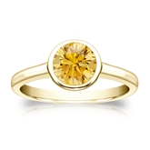 Certified 14k Yellow Gold Bezel Round Yellow Diamond Ring 1.00 ct. tw. (Yellow, SI1-SI2)