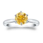 Certified 18k White Gold 6-Prong Yellow Diamond Solitaire Ring 1.00 ct. tw. (Yellow, SI1-SI2)