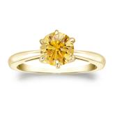 Certified 18k Yellow Gold 6-Prong Yellow Diamond Solitaire Ring 1.00 ct. tw. (Yellow, SI1-SI2)