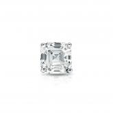 Natural Diamond Single Stud Earring Asscher 0.38 ct. tw. (H-I, SI1-SI2) 18k White Gold 4-Prong Martini