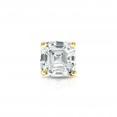 Certified 18k Yellow Gold 4-Prong Martini Asscher Cut Diamond Single Stud Earring 0.50 ct. tw. (H-I, SI1-SI2)