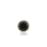 Certified 14k Yellow Gold Bezel Round Black Diamond Single Stud Earring 0.13 ct. tw.