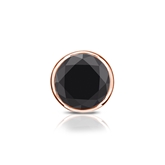 Certified 14k Rose Gold Bezel Round Black Diamond Single Stud Earring 0.75 ct. tw.