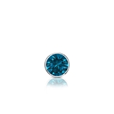 Certified 18k White Gold Bezel Round Blue Diamond Single Stud Earring 0.13 ct. tw. (Blue, SI1-SI2)
