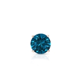 Certified 14k Rose Gold 4-Prong Basket Round Blue Diamond Single Stud Earring 0.25 ct. tw. (Blue, SI1-SI2)