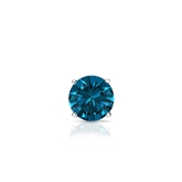 Certified 14k White Gold 4-Prong Basket Round Blue Diamond Single Stud Earring 0.25 ct. tw. (Blue, SI1-SI2)