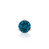 Certified 14k Rose Gold 3-Prong Martini Round Blue Diamond Single Stud Earring 0.25 ct. tw. (Blue, SI1-SI2)